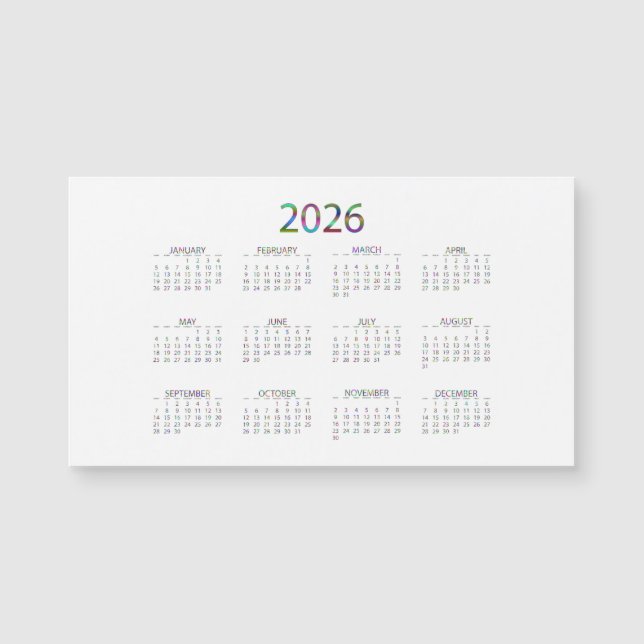 Carte Magnétique Personalized Customized 2026 (Devant)