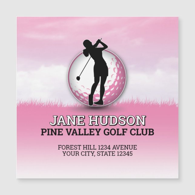 Carte Magnétique Personnalisation Élégante Femmes Golfeur Monogramm (Devant)