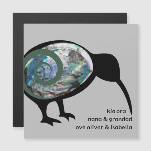 CARTE MAGNÉTIQUE PERSONNALISÉ KIWI NOIR PAUA FERN KORU NOUVELLE-ZÉL