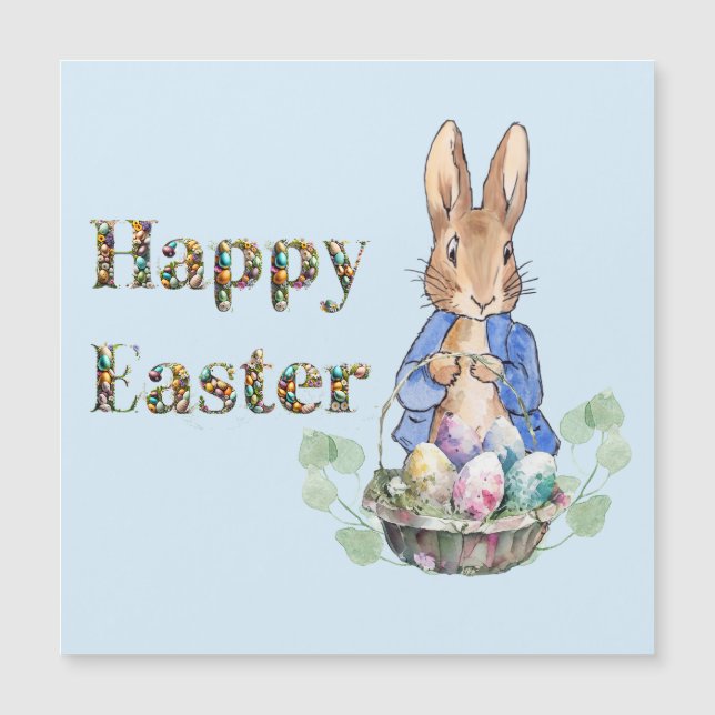 Carte Magnétique Peter le lapin Joyeux Pâques (Devant)