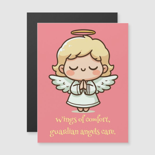 Carte Magnétique Petit ange priant (Devant / Derrière)