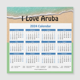 Carte Magnétique Petit calendrier magnétique 2024 d'Aruba