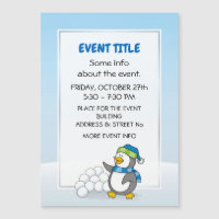 Petit manchot avec boules de neige agitant