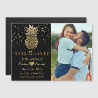 Photo Black Gold Ananas Enregistrer l'aimant Date
