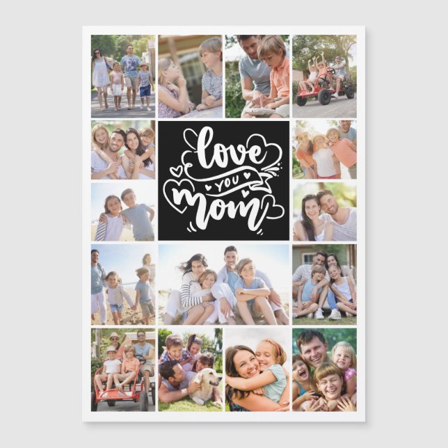 Carte Magnétique Photo Collage Love You Mom 15 Pictures Card (Devant)