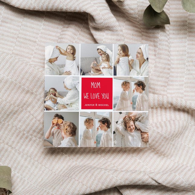 Carte Magnétique Photo collage Maman Red We Love You Best Mother Ve (Créateur téléchargé)