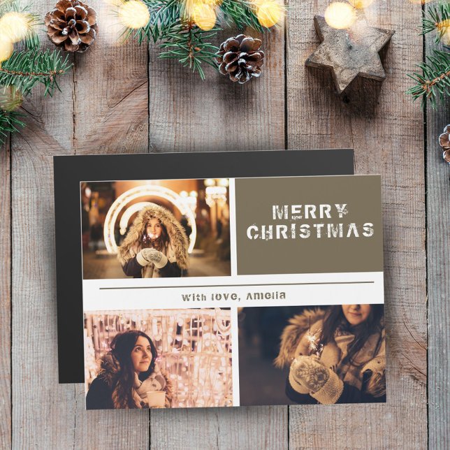 Carte Magnétique Photo Collage moderne Joyeux Noël (Créateur téléchargé)