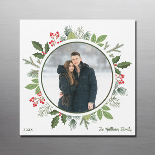 Carte magnétique photo couleur verte de Noël