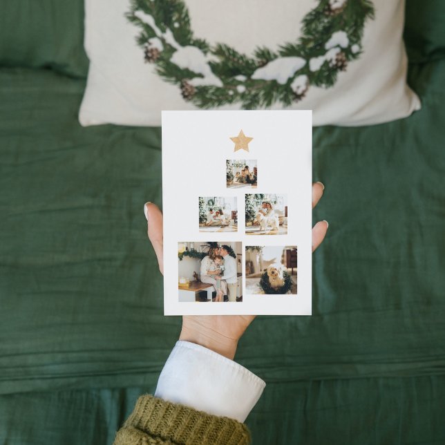 Carte Magnétique Photo d'arbre de Noël familial moderne avec étoile (Créateur téléchargé)