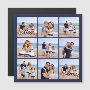 Carte Magnétique Photo de famille personnalisé bleu marine nautique
