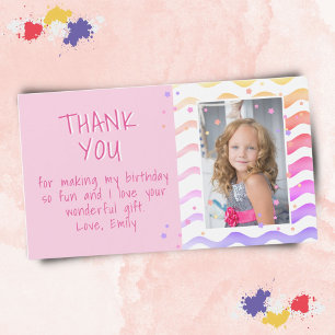 Carte Magnétique Photo de fille enfant anniversaire rose coloré Mer