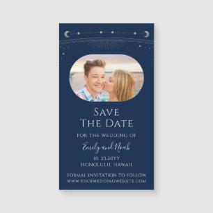 Carte Magnétique Photo de mariage céleste bleu argenté mystique