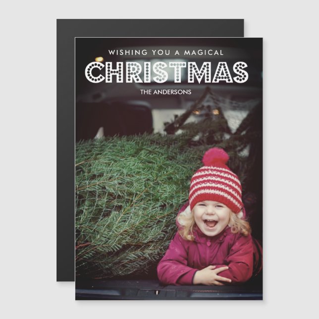 Carte Magnétique Photo de Noël magique (Devant / Derrière)