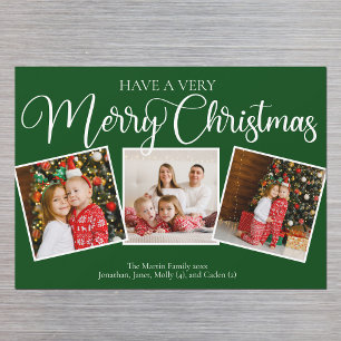 Carte magnétique photo de Noël très joyeux vert