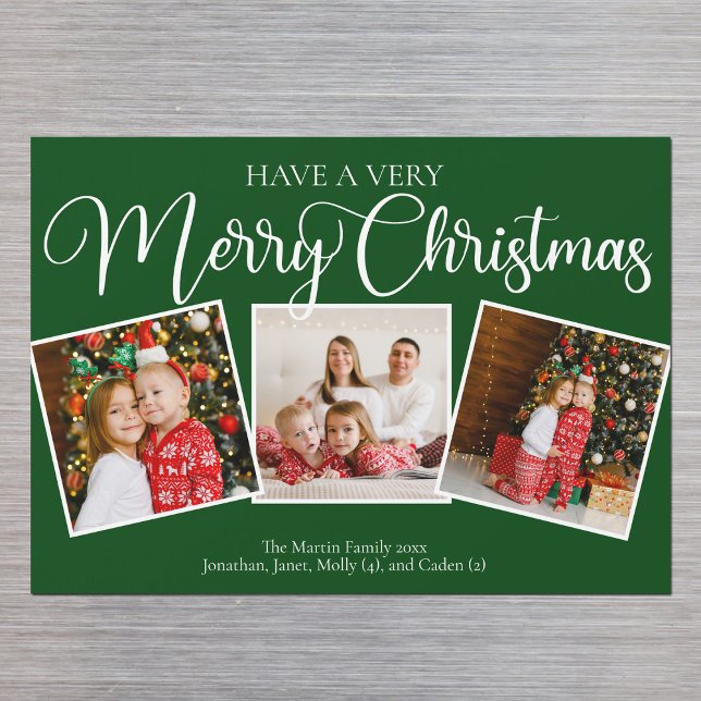 Carte magnétique photo de Noël très joyeux vert (Créateur téléchargé)