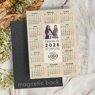 Carte magnétique photo logo beige Calendrier 2026