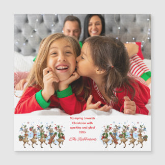 Carte Magnétique Photo Marche amusante Stomper Rennes de Noël