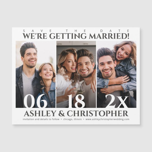 Carte Magnétique Photo minimaliste raffinée Enregistrer l'aimant de (Devant)