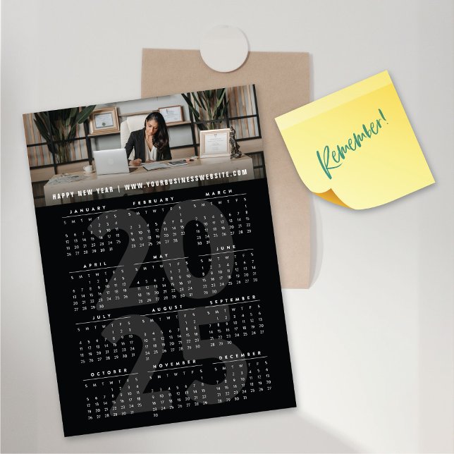 Carte magnétique photo moderne 2025 (Modern 2025 Calendar Holiday Photo Magnetic Card @ fat_fa_tin)