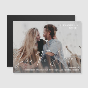 Carte Magnétique Photo moderne chic Long Date Enregistrer la date M