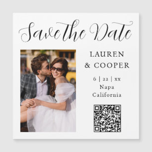 Carte Magnétique Photo Noir Blanc QR Script Enregistrer la Date