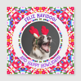 Carte Magnétique Photo personnalisée Feliz Navidad Pun Chien de Noë