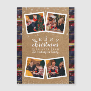 Carte Magnétique Photo personnalisée Kraft & Plaid Christmas Holida