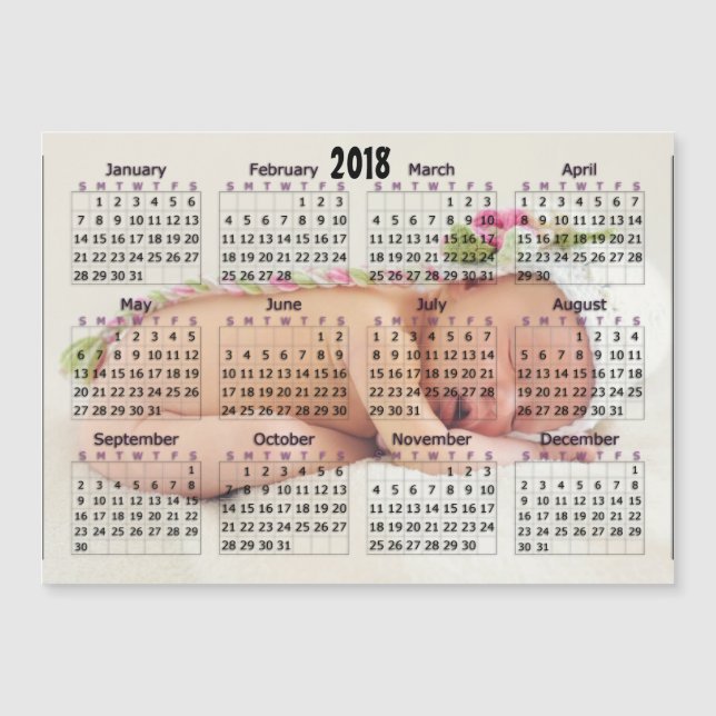 Carte Magnétique Photo personnalisée magnétique de 2018 calendriers (Devant)