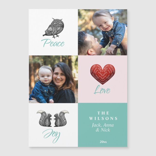 Carte Magnétique Photo Scandinave moderne mignon Noël (Devant)