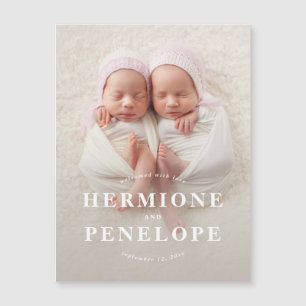 Carte Magnétique photo twin moderne géométrique + typographique