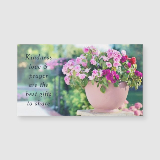 Carte Magnétique Photographie florale rose aimable Citation d'aiman (Devant)
