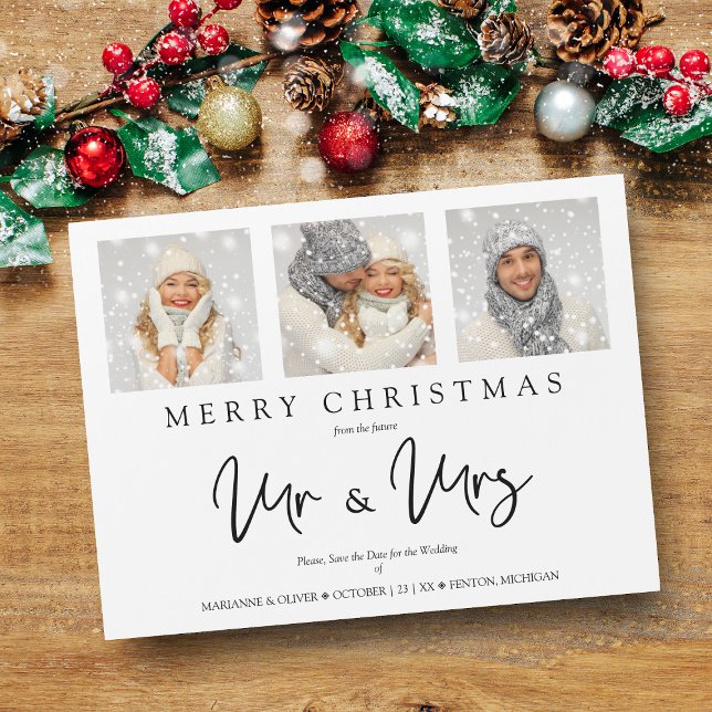 Carte Magnétique Photographies Whimsical MR & MRS Mariage de Noël (Créateur téléchargé)