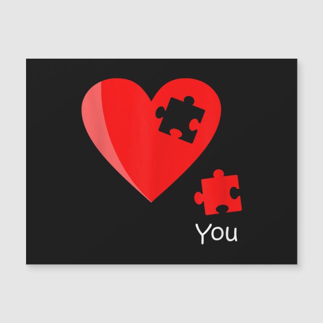 Carte Magnétique Pièce manquante Puzzle Coeur Valetines Chemise Jou (Devant)