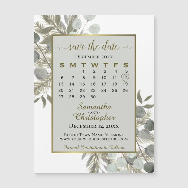 Carte Magnétique Pin d'or Enregistrer la date Calendrier Gray Magne (Devant)