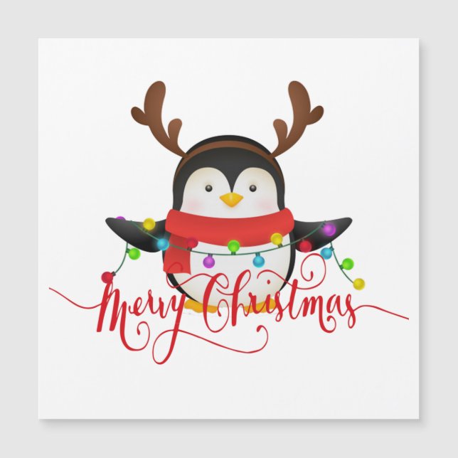 Carte Magnétique Pingouin de Noël (Devant)