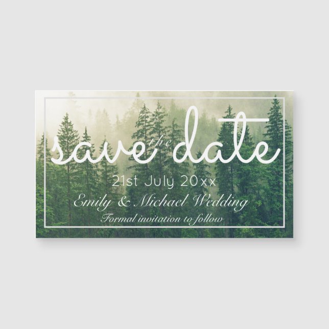 Carte Magnétique Pins De Forêt Économisez La Date Mariage Magnétiqu (Devant)