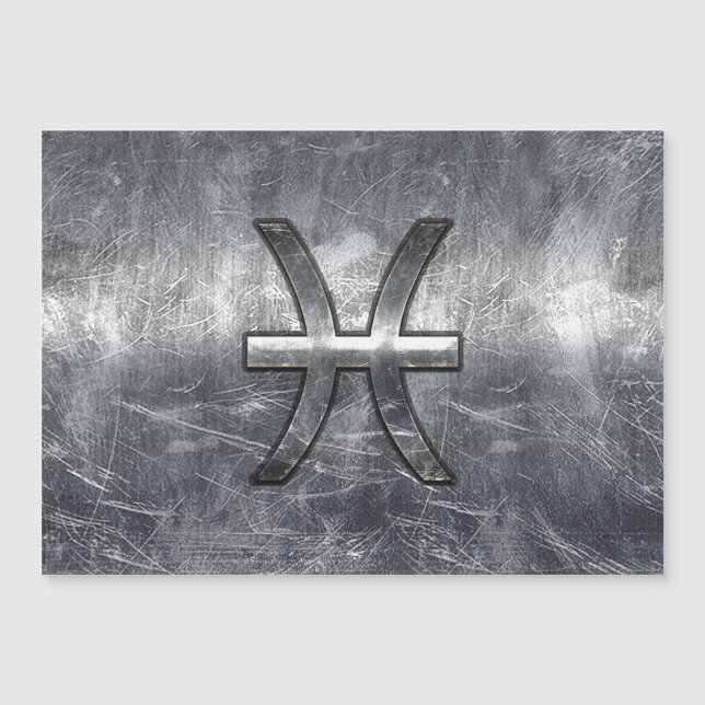 Carte Magnétique Pisces Zodiac Connexion Grunge Silver Steel Style (Devant)