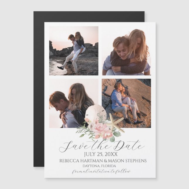 Carte Magnétique Plage Floral Dollar de sable et Starfish Multi Pho (Devant / Derrière)