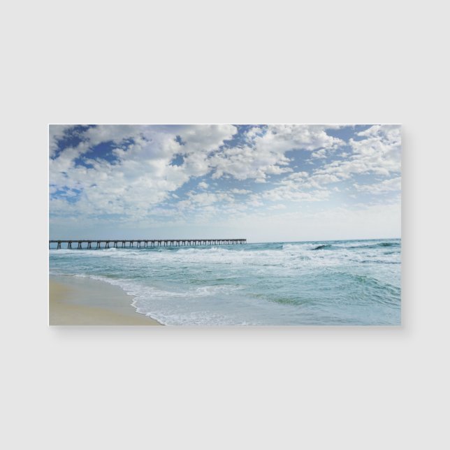 Carte Magnétique Plage Quai au-dessus de l'océan Vagues Photo Magne (Devant)