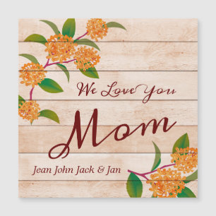 Carte Magnétique Plaques En Bois Avec Fleurs Oranges Pour Maman
