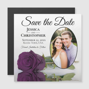 Carte Magnétique Plum Purple Rose Enregistrer La Date Oval Photo Ma
