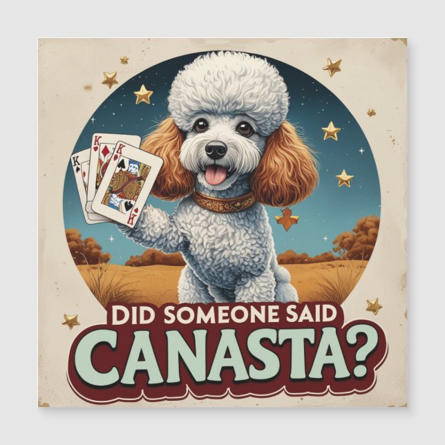 Carte Magnétique Poddle adore canasta jeu (Devant)