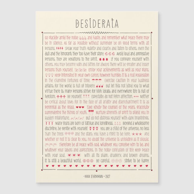 Carte Magnétique Poème inspiré de desiderata (Devant)