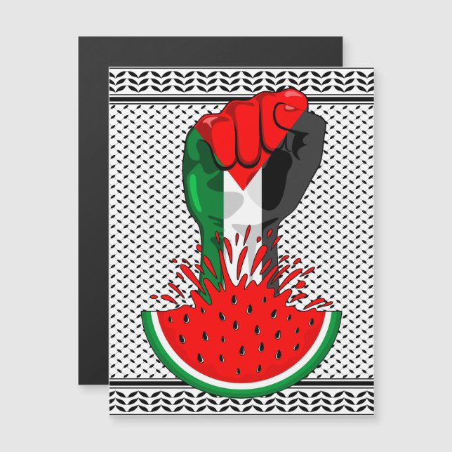 Carte Magnétique Poing de résistance palestinienne sur le symbole d (Devant / Derrière)