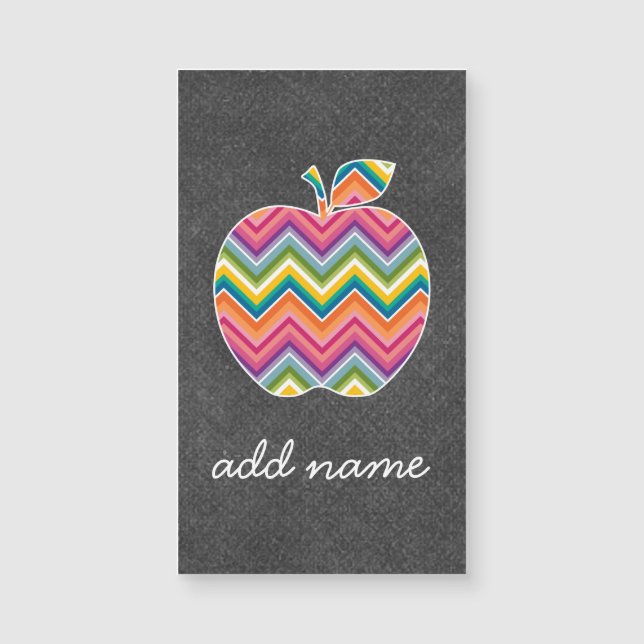 Carte Magnétique Pomme enseignant personnalisée avec Motif Chevron  (Devant)