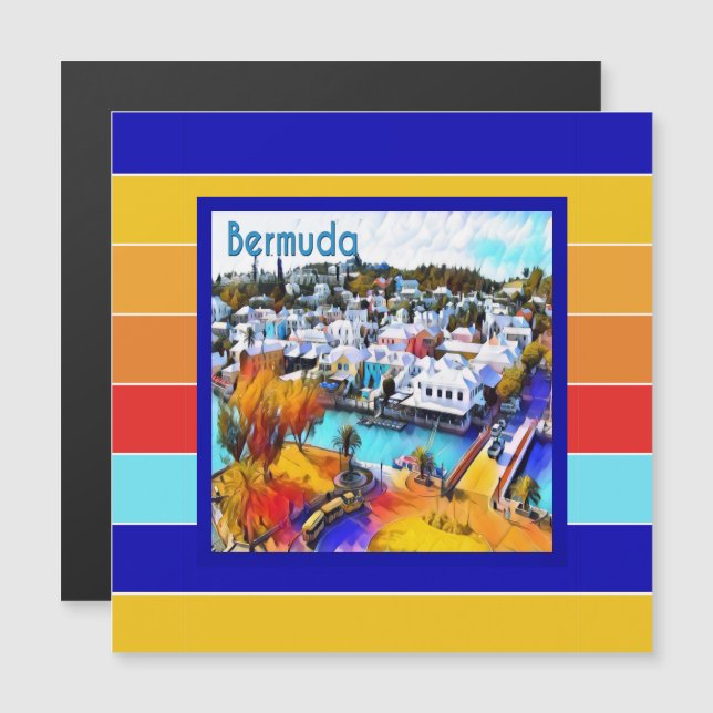 Carte Magnétique Pop Art Stripes Bermudes (Devant / Derrière)