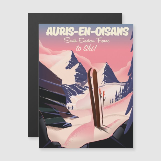 Carte Magnétique poster de ski AURIS-EN-OISANS France (Devant / Derrière)