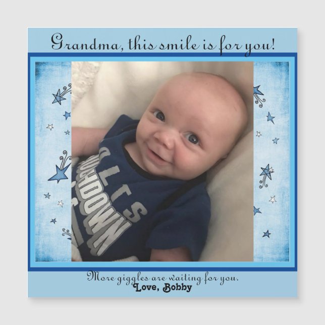 Carte magnétique pour bébé garçon pour grand-mère (Devant)
