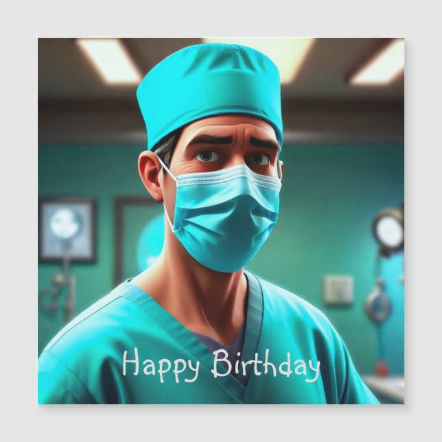 Carte magnétique pour l'anniversaire du chirurgien (Devant)