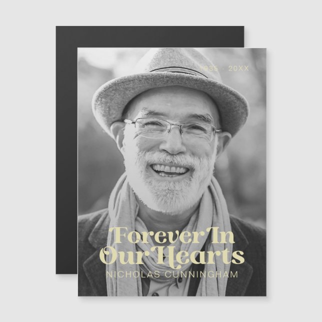 Carte Magnétique Pour toujours dans nos coeurs Élégant Mémorial Pho (Devant / Derrière)